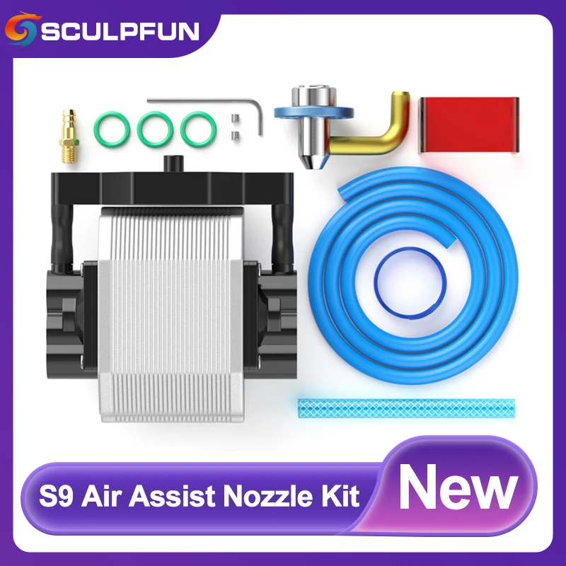 

Комплект воздушных форсунок SCULPFUN S9, высокоскоростной воздушный помощник 30 мл/воздушный насос подходит для лазеров S9, легко установить полностью металлическую конструкцию