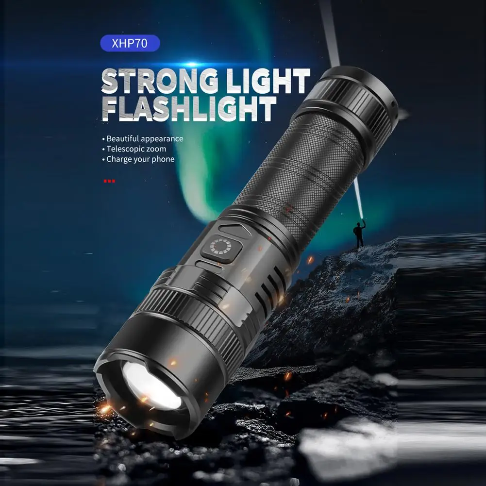 

Xhp70 Portable Flashlight Mini LED Flashlight 5 Levels Telescopic Zoom Aluminum Alloy Torch Work Light Hand Lantern