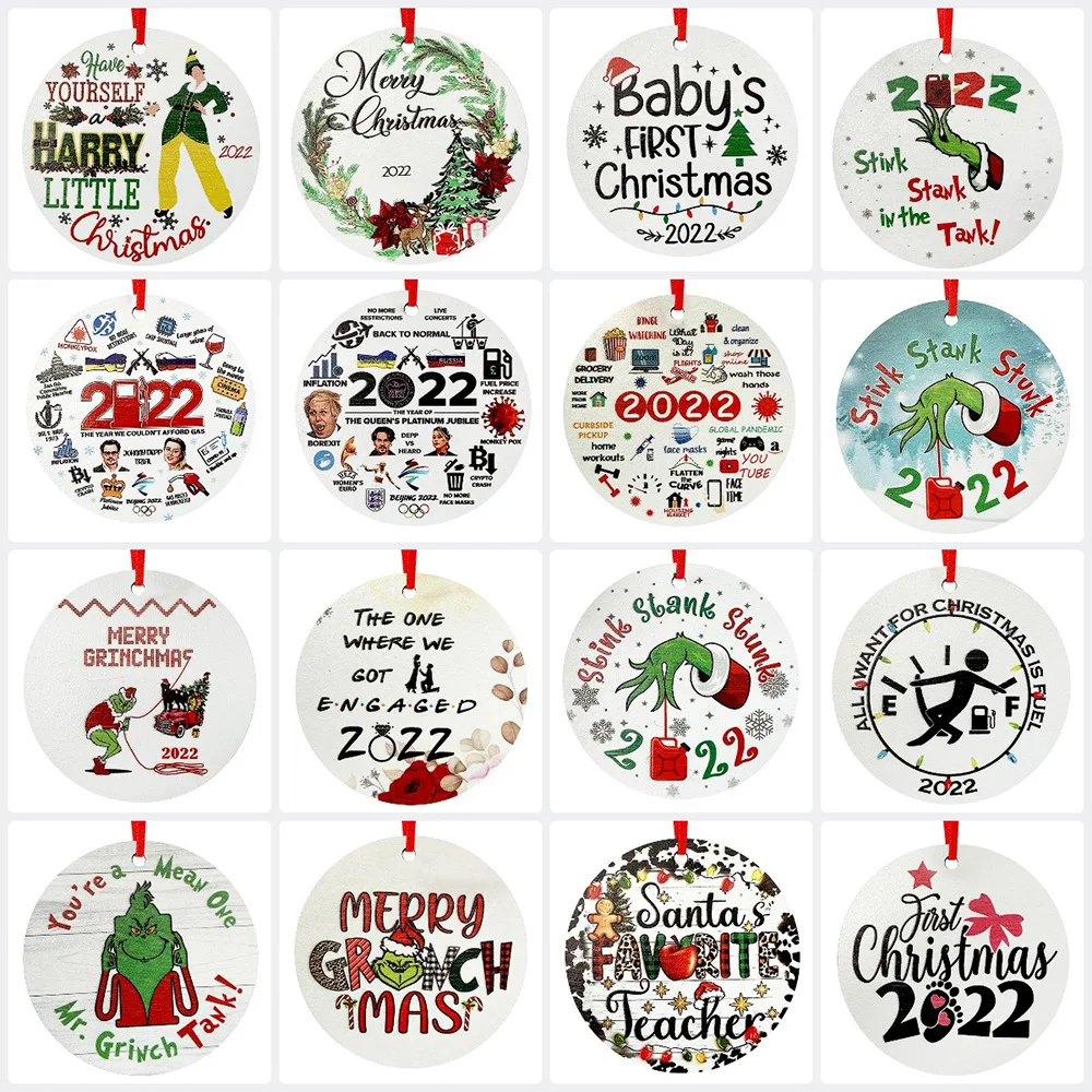 

Рождественские украшения, Персонализированный Деревянный Круглый Кулон, рождественские украшения для дома, новый год 2022