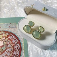 2022 new korean stud earrings blue green opal square round earrings for women white gift box fashionlove gift box wedding
