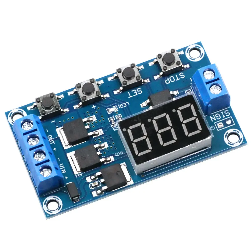 Фото Цифровой LED-таймер-реле DC 12В/24В, высокоточный модуль с двойным MOSFET-выключателем для промышленной автоматизации №4