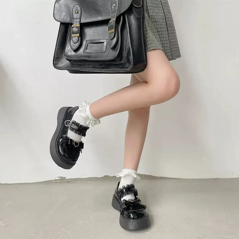 Sweet bowknot small leather shoes Spring 2023 new versatile shallow single shoes