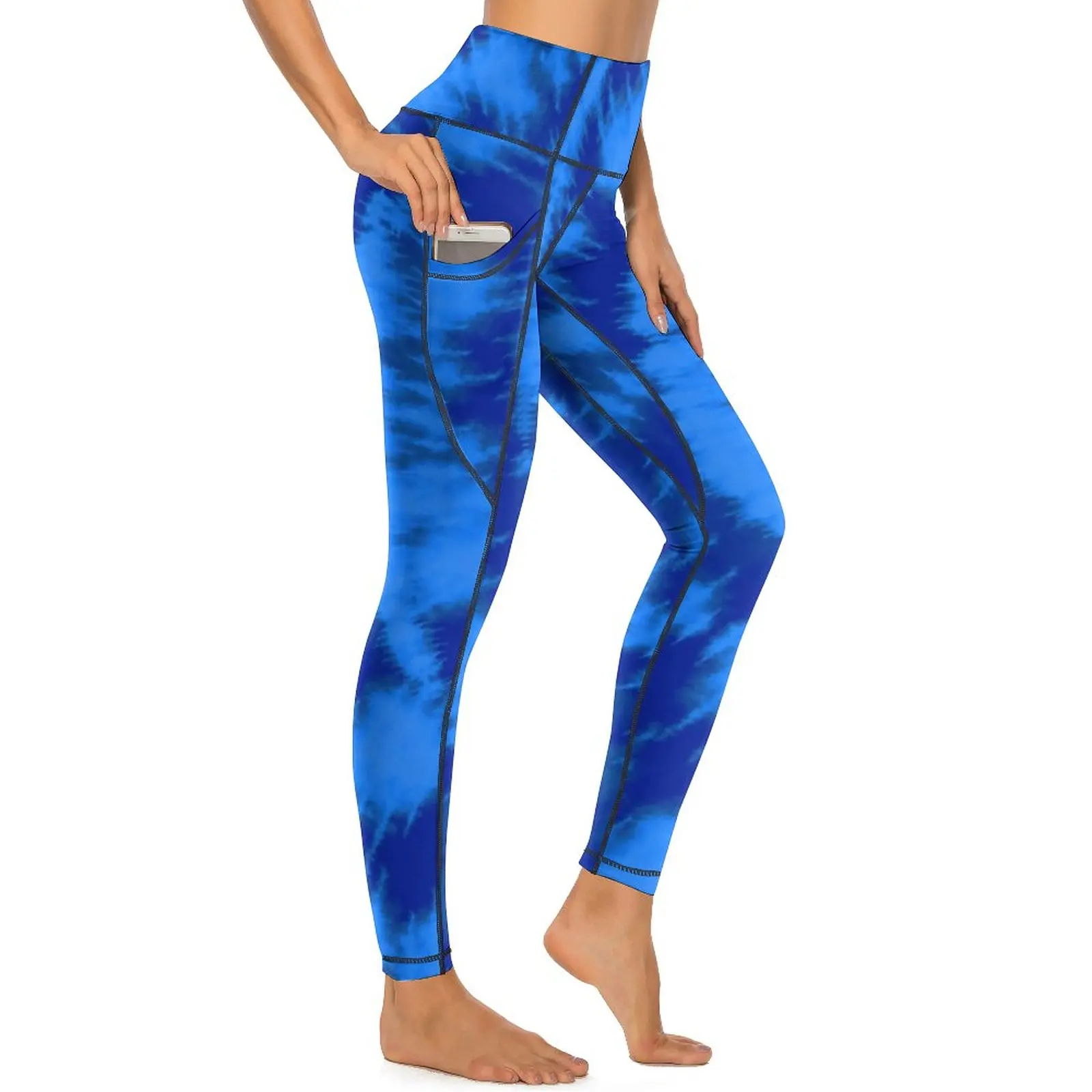 

Midnight Blue Tie Dye Yoga Pants Sexy Retro Hippie Print Custom Leggings Push Up Fitness Leggins Novelty Stretchy Sports Tights