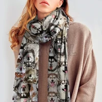 alaskan scarf 3d printed imitation cashmere scarf autumn and winter thickening warm funny dog shawl scarf