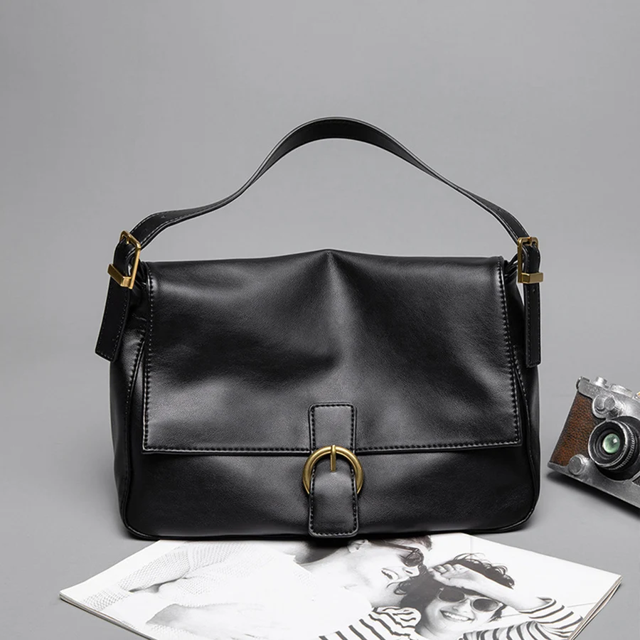 

Summer soft leather large capacity underarm bag Tote bag Commuter women's bag shoulder crossbody bag female purse handbags black