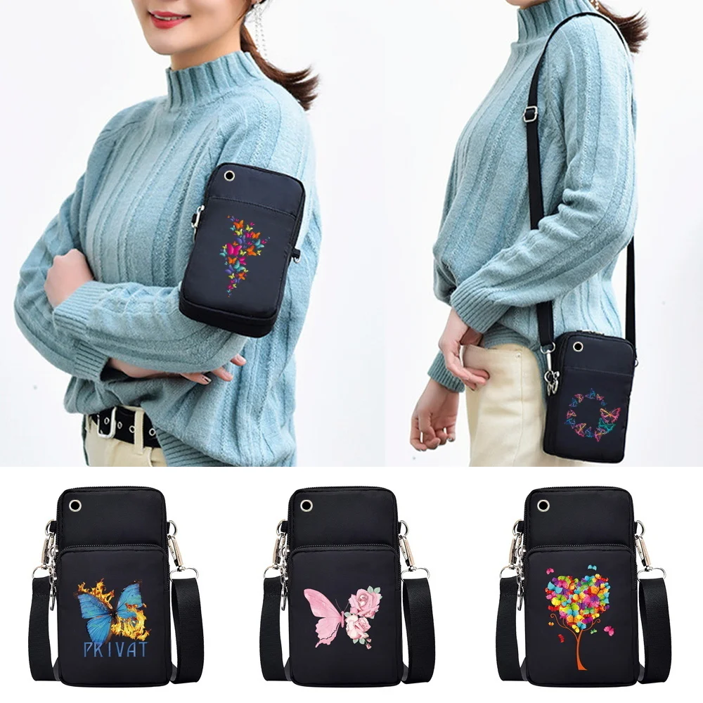 

Чехол для телефона, универсальная сумка для Xiaomi Mi/Huawei Mate, Наплечные сумки, женская спортивная сумка с принтом бабочки, чехол для ключей