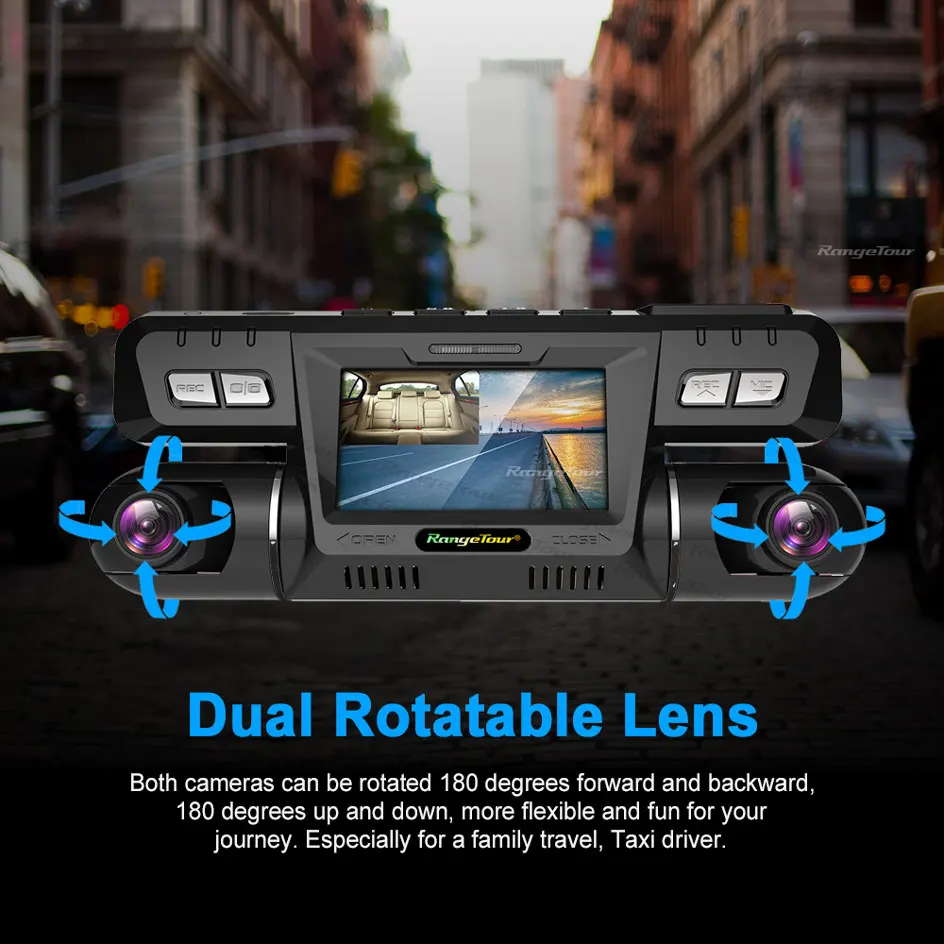 Видеорегистратор автомобильный с двойным объективом Full HD 1080P + 4K Wi-Fi |