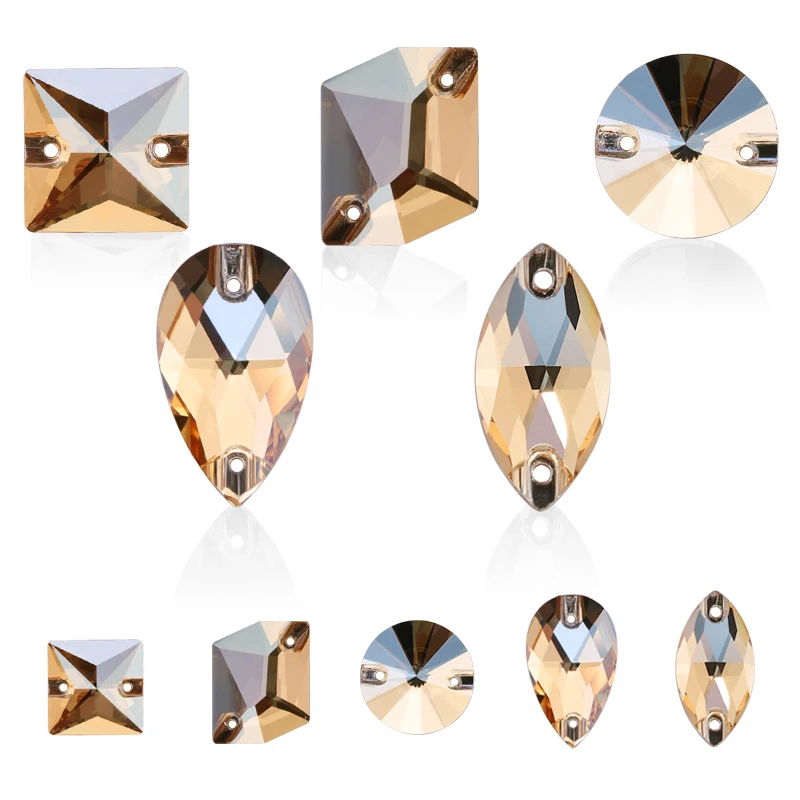 

Пришивные стразы с золотыми тенями, вышивка, шампанское, разные формы, высококачественное Хрустальное стекло для одежды, украшение свадебн...