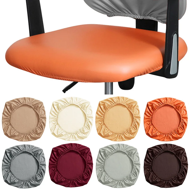 

1pc Waterproof PU Leather Computer Chair Case Seat Cushion Covers Stretch Slipcovers For Office Hotel Banquet Dining Living Room