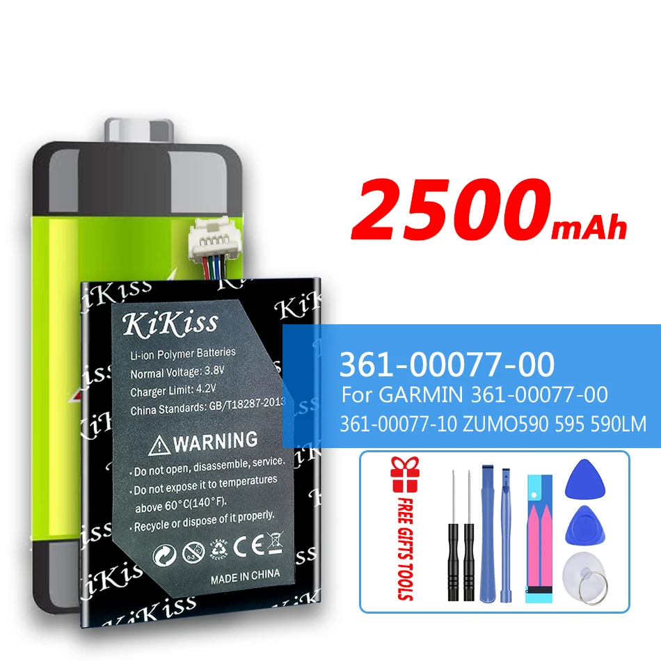 

KiKiss 2500mAh 361-00077-00 Battery for Garmin Motorcycle Navigator zumo 590LM zumo 595LM 595 590 010-12110-003 361-00077-10