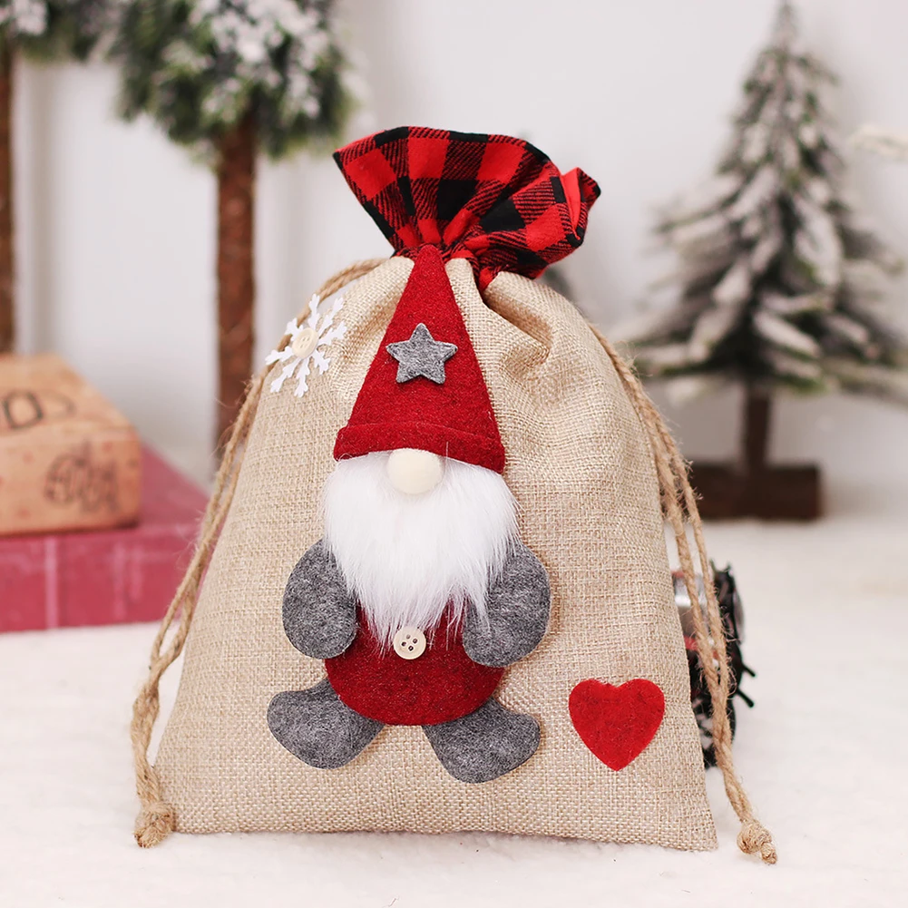 

Сумка для конфет с надписью "Merry Christmas", сумка на шнурке со снежинками, рождественские украшения для дома, новый год 2023, Рождество