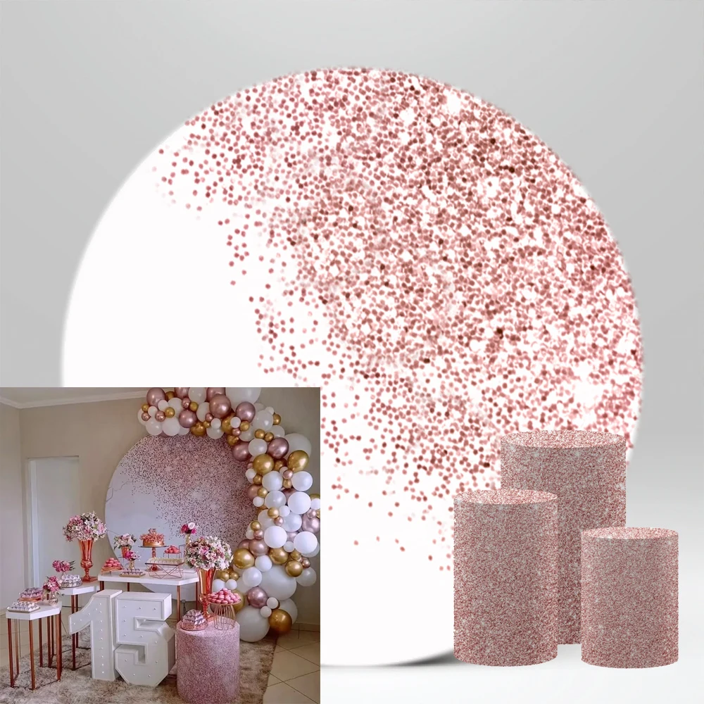 

Rose Gold Dots Round Backdrop for Women Sweet Girl's Birthday Party Decorations Rose Gold Baby Shower Circle Round Props NO-170