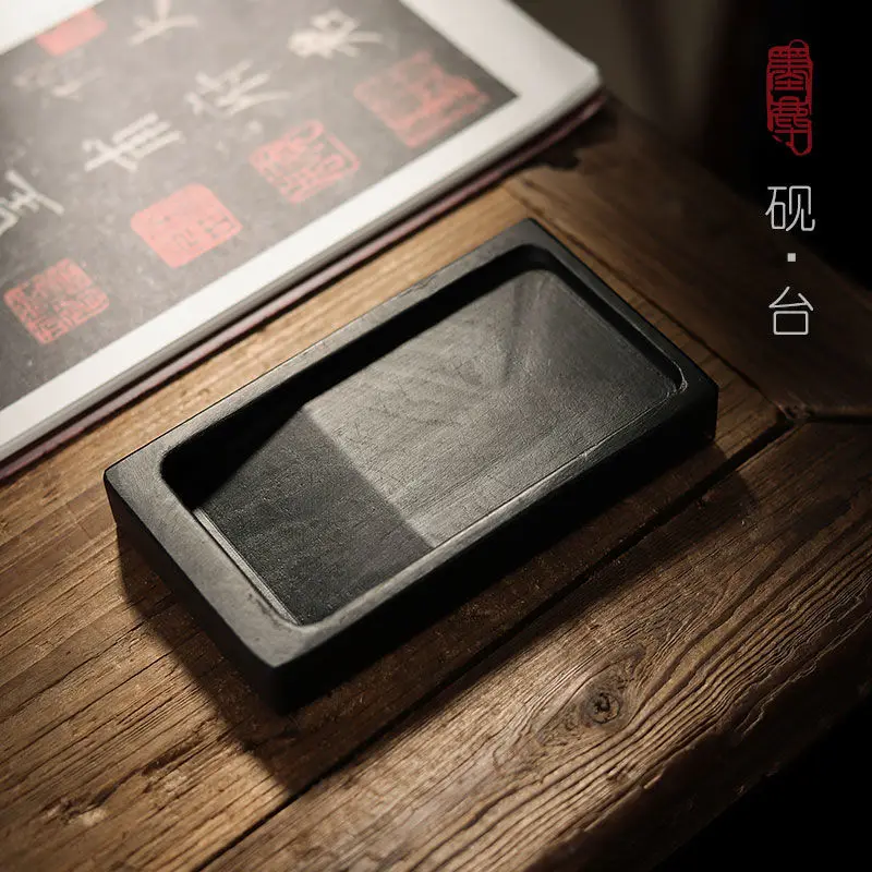 

Rectangular natural rough stone plain inkstone platform calligraphy inkstone grinding ink pond rough stone inkstone platform