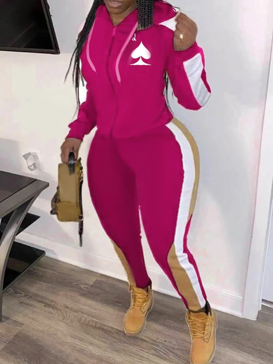 LW размера плюс комплект из двух предметов с капюшоном воротником полосатый