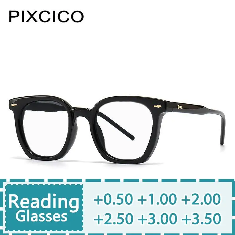 

R56399 Fashion Brand Men's Reading Glasses +1.0 +1.5 +2.0 +2.5 for Men Women Vintage Rivet Black Presbyopia Eyewear