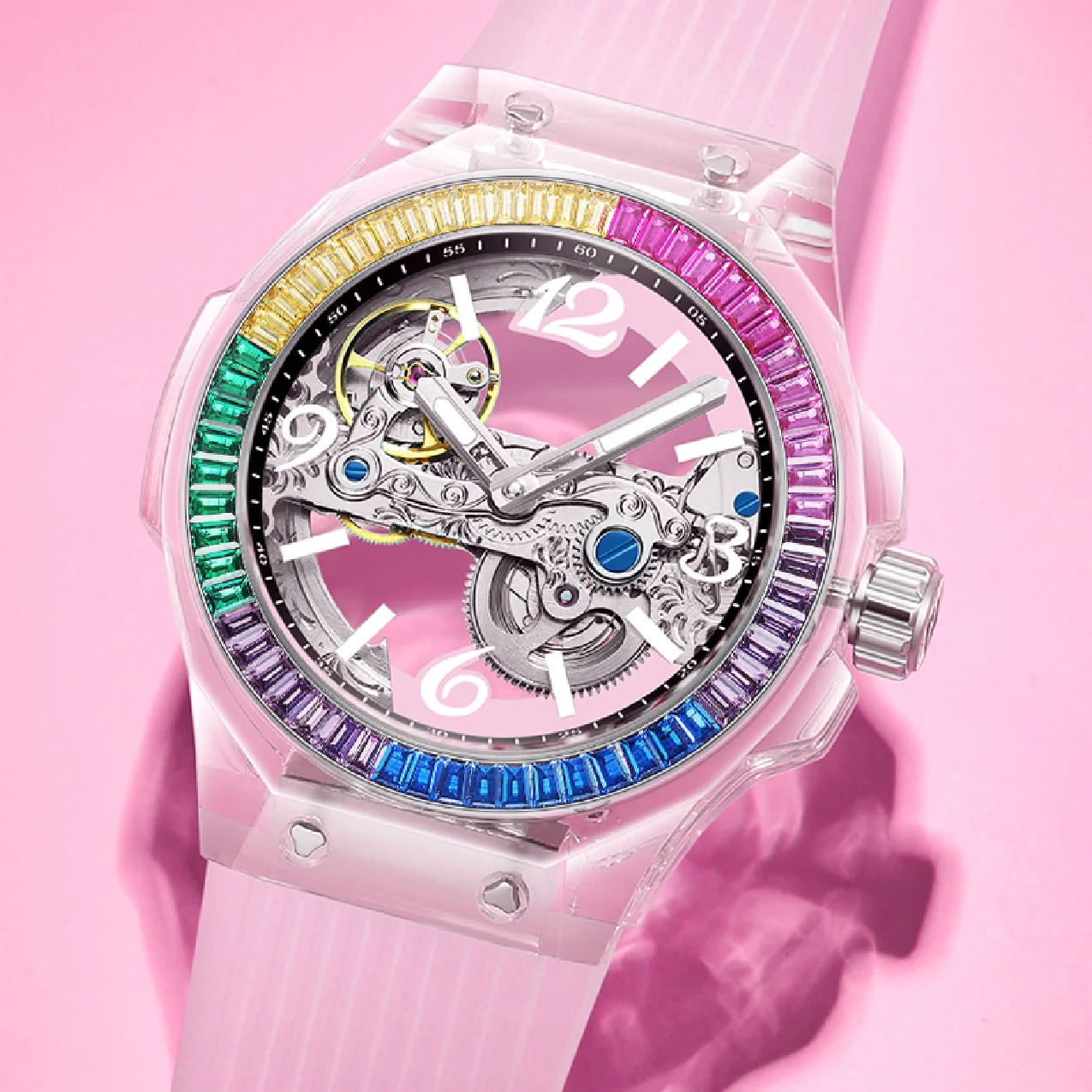 

HANBORO genuine brand automatic women watches skeleton tourbillon Mechanical ladies watch luxury fashion Business Reloj femenino