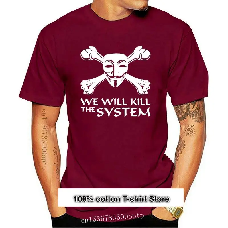 

Camiseta de chico Fawkes значит убить систему, подарок для взрослых и детей, фигурная полная camiseta
