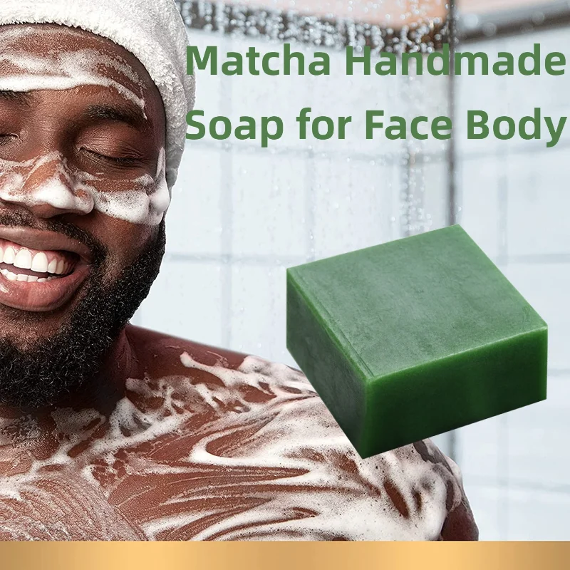 

Matcha Handmade Soap Bar for Face Deep Cleansing of Pores, Acne Treatment Green Tea Body Wash for All Skin Types Travel Soap