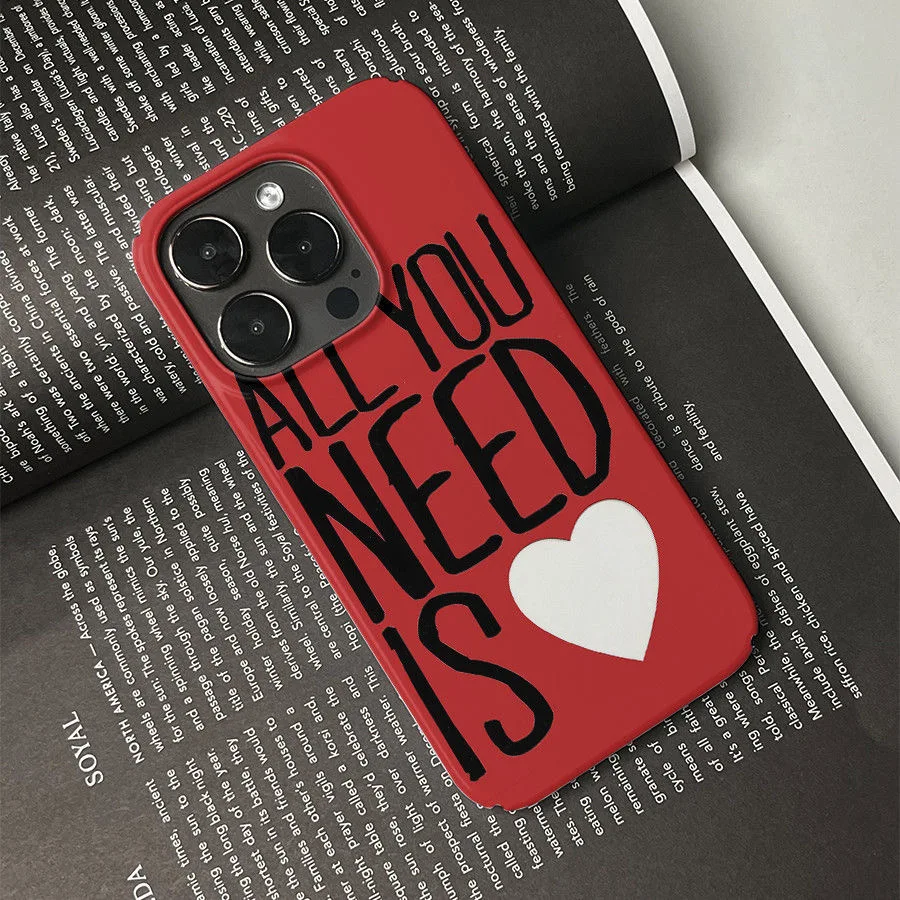Креативный чехол для телефона INS с красным фоном Need Love English Chic Motto iPhone 15 14 11 12 13 Pro Max