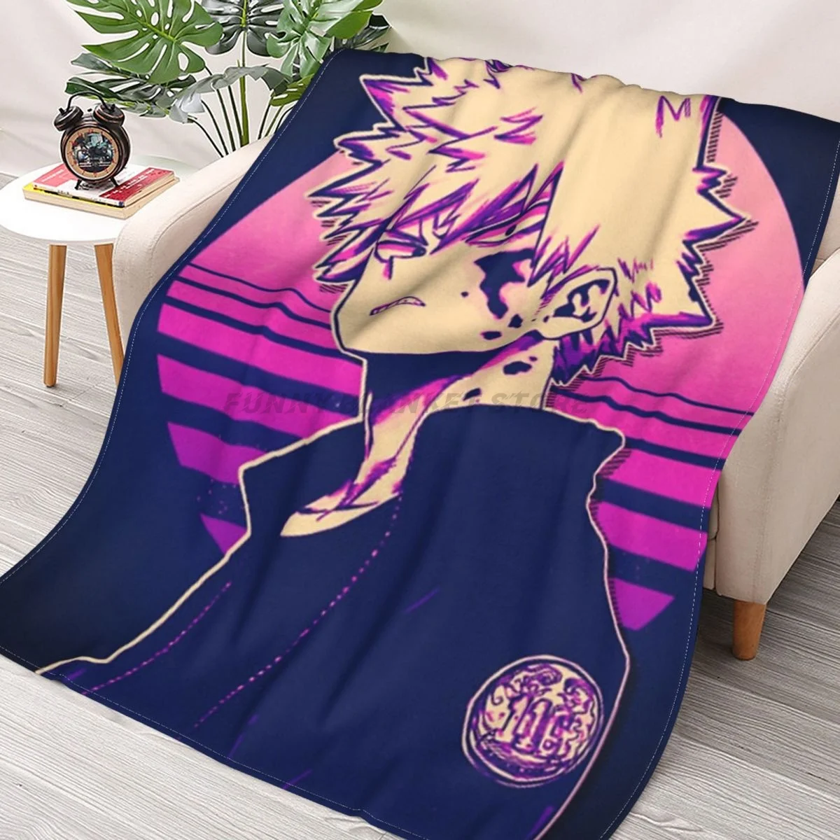 

Ультрамягкое Фланелевое теплое одеяло для пикника Katsuki Bakugo 80s Vaporwave, покрывало для кровати