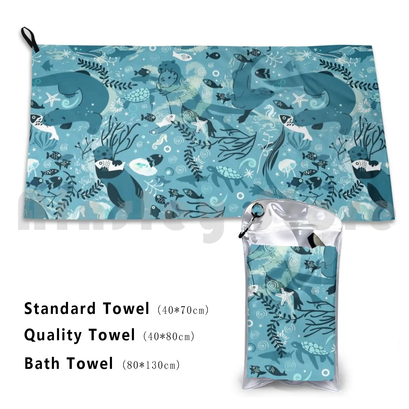 From One Otter To Another Bath Towel Beach Cushion Fish Sea Horse Natical Ocean Water | Towel/Towel Set