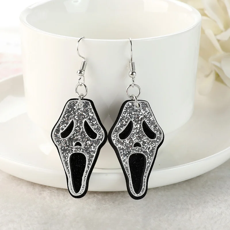 Висячие серьги в виде черепа с плоской задней стороной 1 пара акриловые страшные