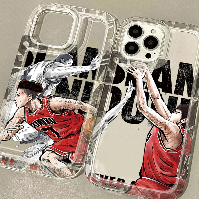Clear Case For iPhone 16 15 14 13 12 11 Pro Max XS X XR 8 7 Plus SE 2020 Anime Slam Dunk Shockproof Silicone Protective Cover