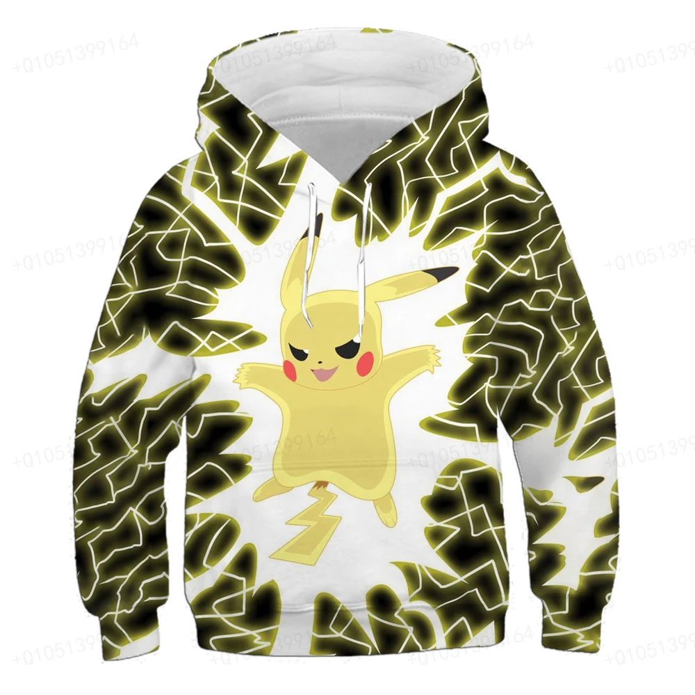 

2023 Pikachu Kids' Pocket Monster Fashion Costume Boys' Long Sleeve Hoodie Children's Sweatshirt Casual Wear Boys' Cool Hoodies