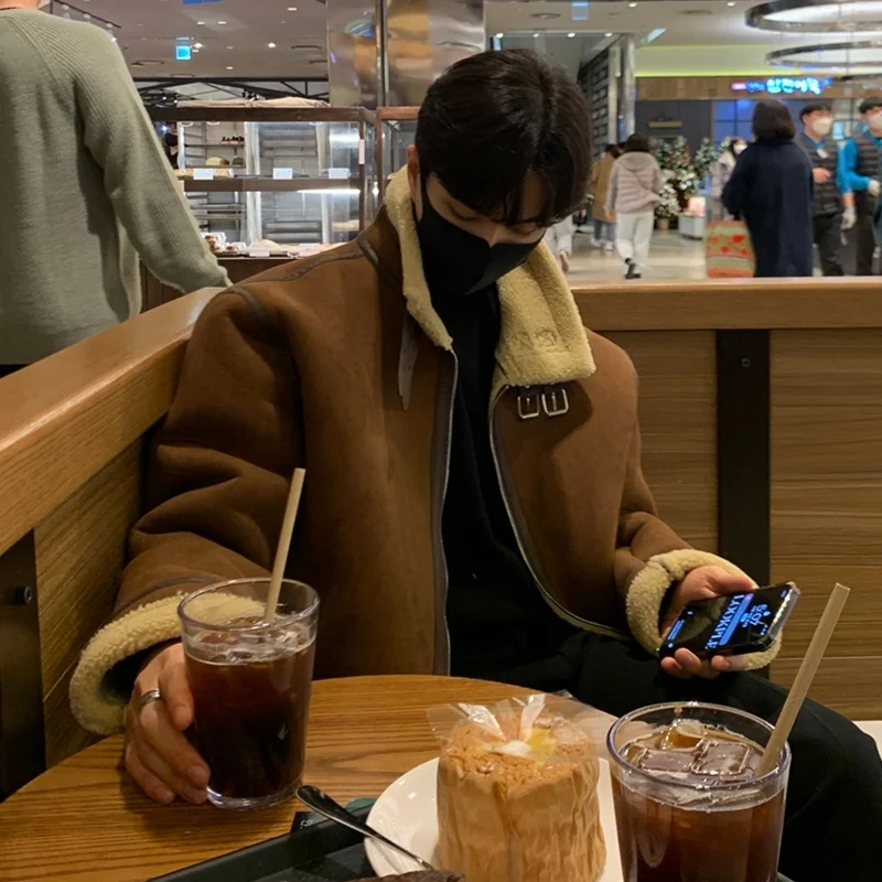 Winter Jacket Men Warm Fashion 3-color Thickened Lamb Wool Jackets Men Korean Loose Thick Short Coat Mens Clothes M-2XL