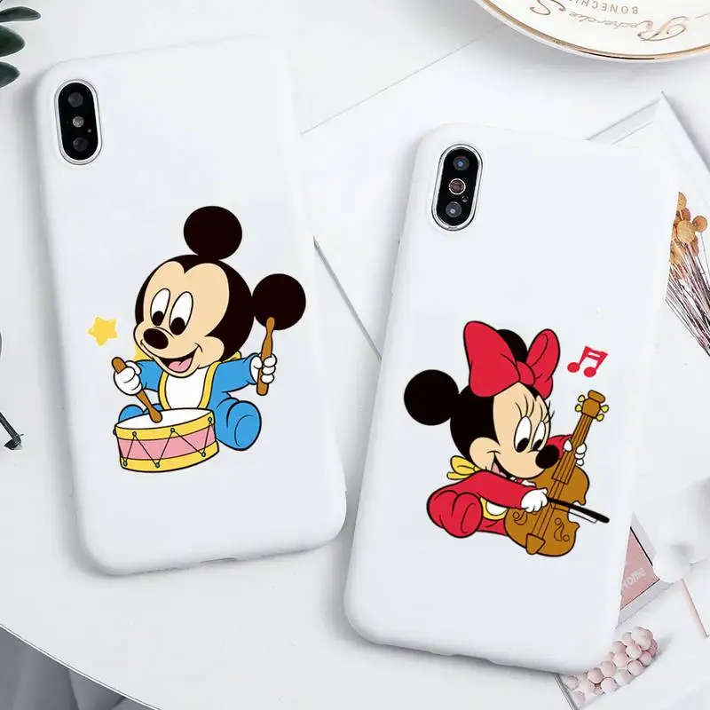 

Disney Mickey Minnie Donald Duck Phone Case For iphone 13 12 11 Pro Max Mini XS 8 7 6 6S Plus X SE 2020 XR Candy white Silicone