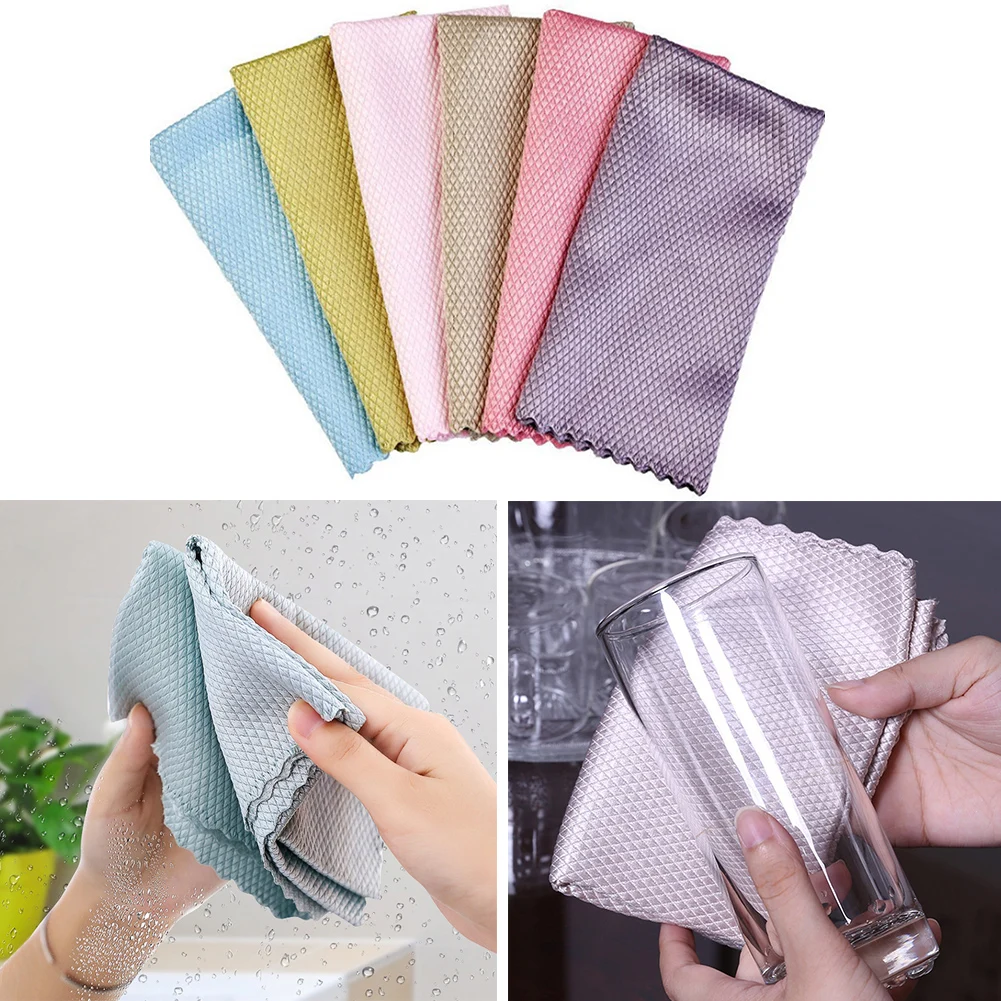 

5Pcs Kitchen Anti-Grease Wiping Rags Efficient Fish Scale Wipe Cloth Cleaning Cloth Home Washing Dish Cleaning Towel