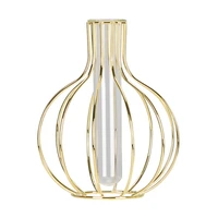 glass flower vase with metal frametest tube vase for hydroponic plantvase for home kitchen office table top decorgold
