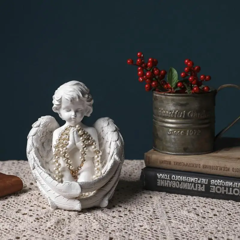 

Girl Wing Angel Model Ornaments Desktop Figure Artwork Crafts Synthetic Resin Sculptures Modern Home Living Room Decor