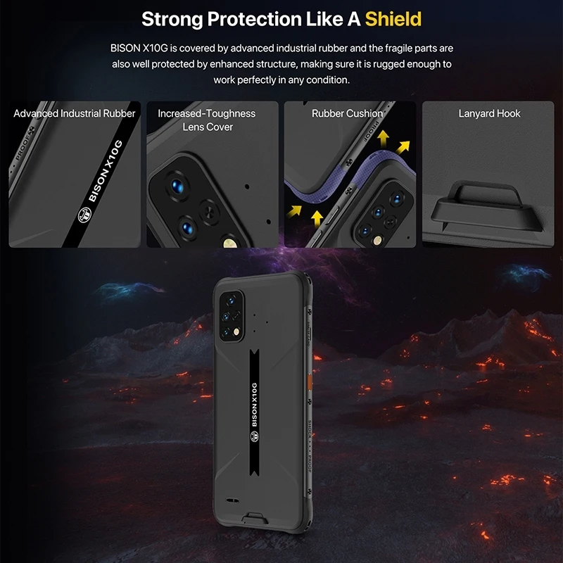 umidigi bison x10g global version rugged phone 4gb ram32gb64gb rom ip68 waterproof 6 53 android 11 ums312 t310 quad core free global shipping