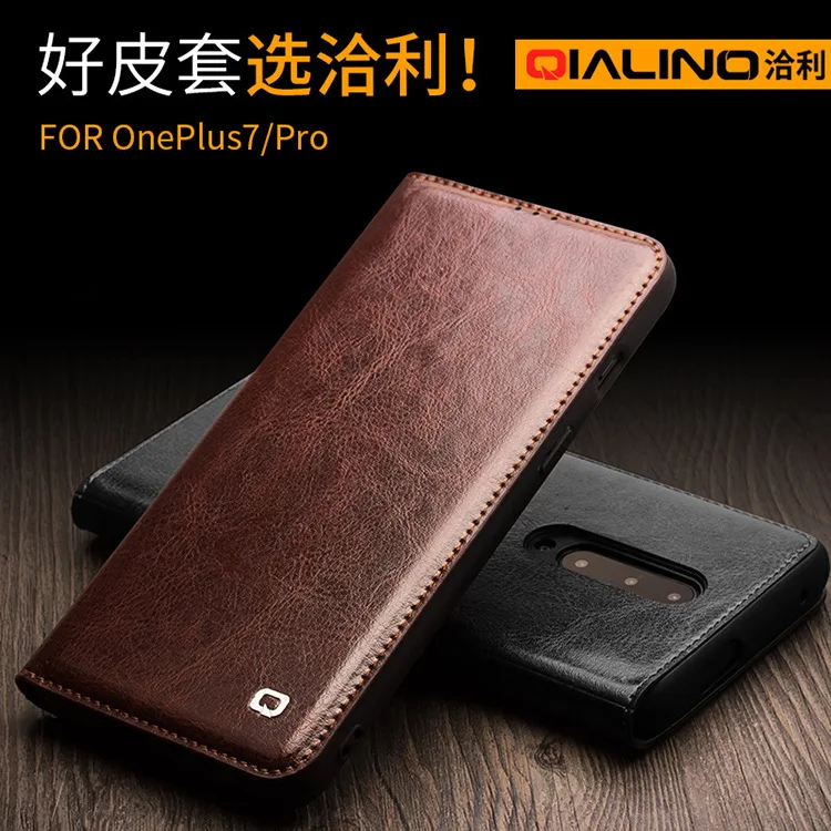 

one plus 7 following from genuine leather one plus 7 pro business mobile phone sets of 1 + 7 protect leather flip card