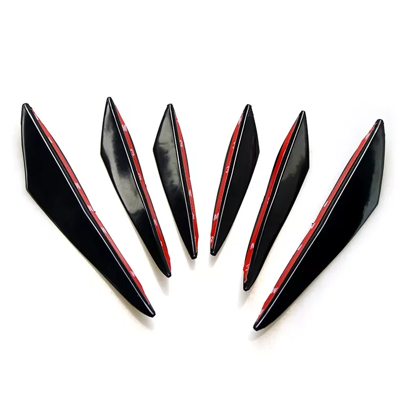 

AUTO PARTS 6pcs Universal Black Gloss Car Styling Accessories Auto Front Bumper Lip Rubber Fin Splitter Spoiler Canard Valence B