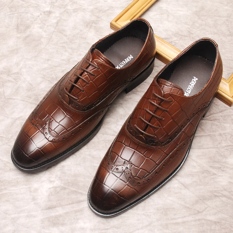 

Туфли мужские классические, натуральная кожа, на шнуровке, удобные Формальные, роскошные дизайнерские оксфорды, черные, коричневые