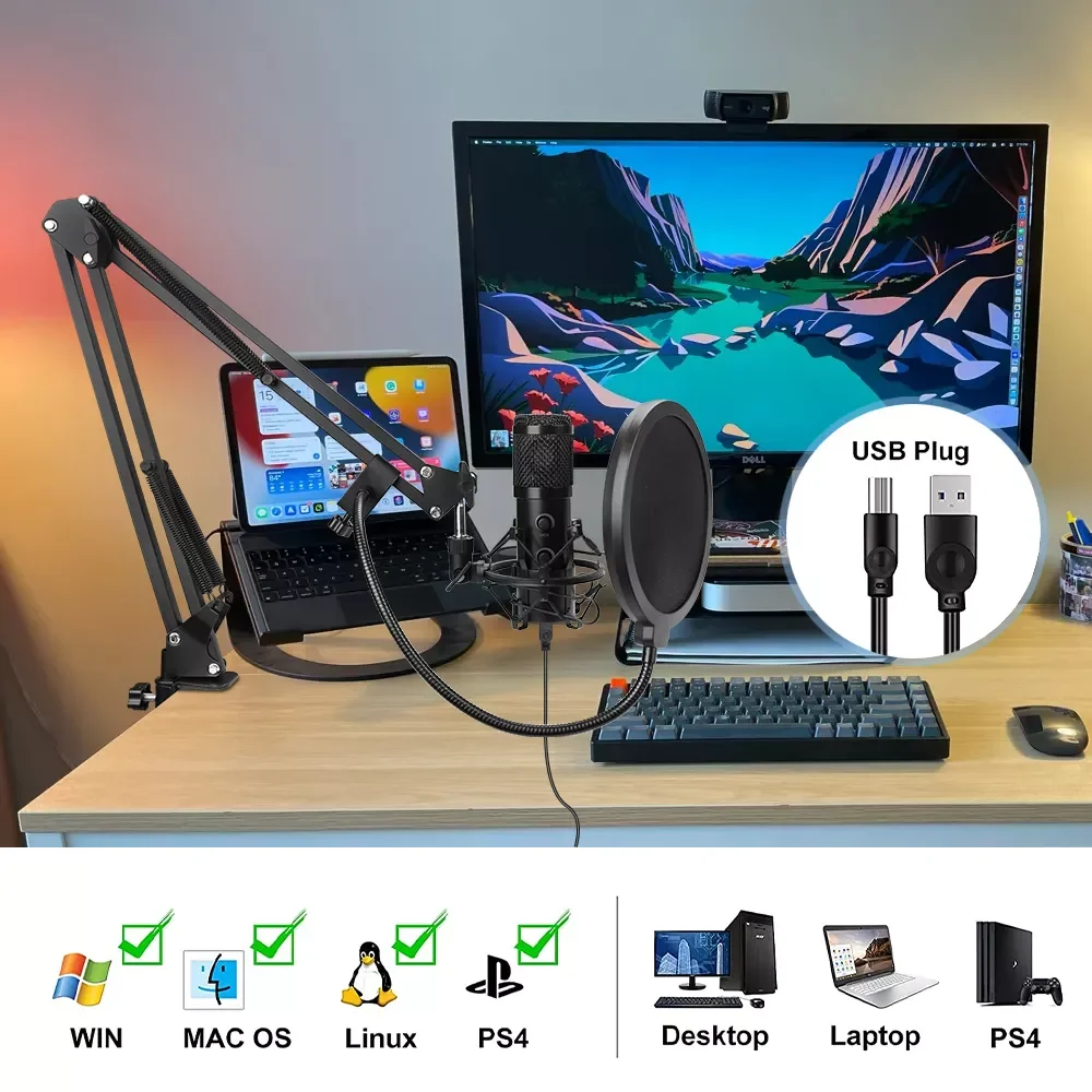 Микрофон E20 с кольцесветильник светильником и подставкой профессиональный