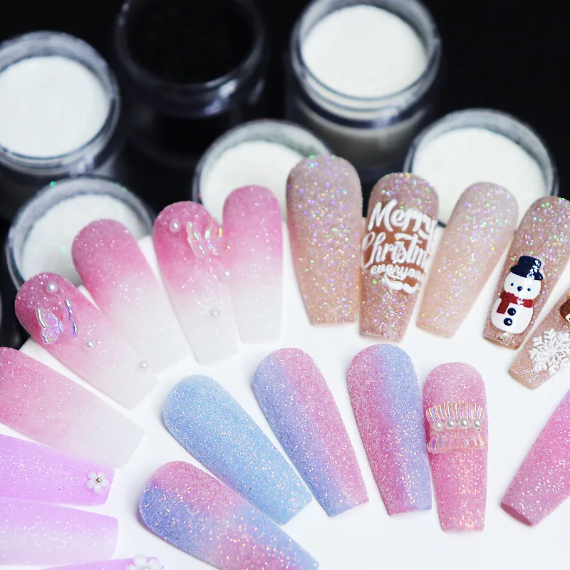 

10ml/Bottle Merry Christmas Nail Sugar Glitter Candy Dipping Powder Decoration Wool Powder Sandy Powder Nail Dip Manicure Design