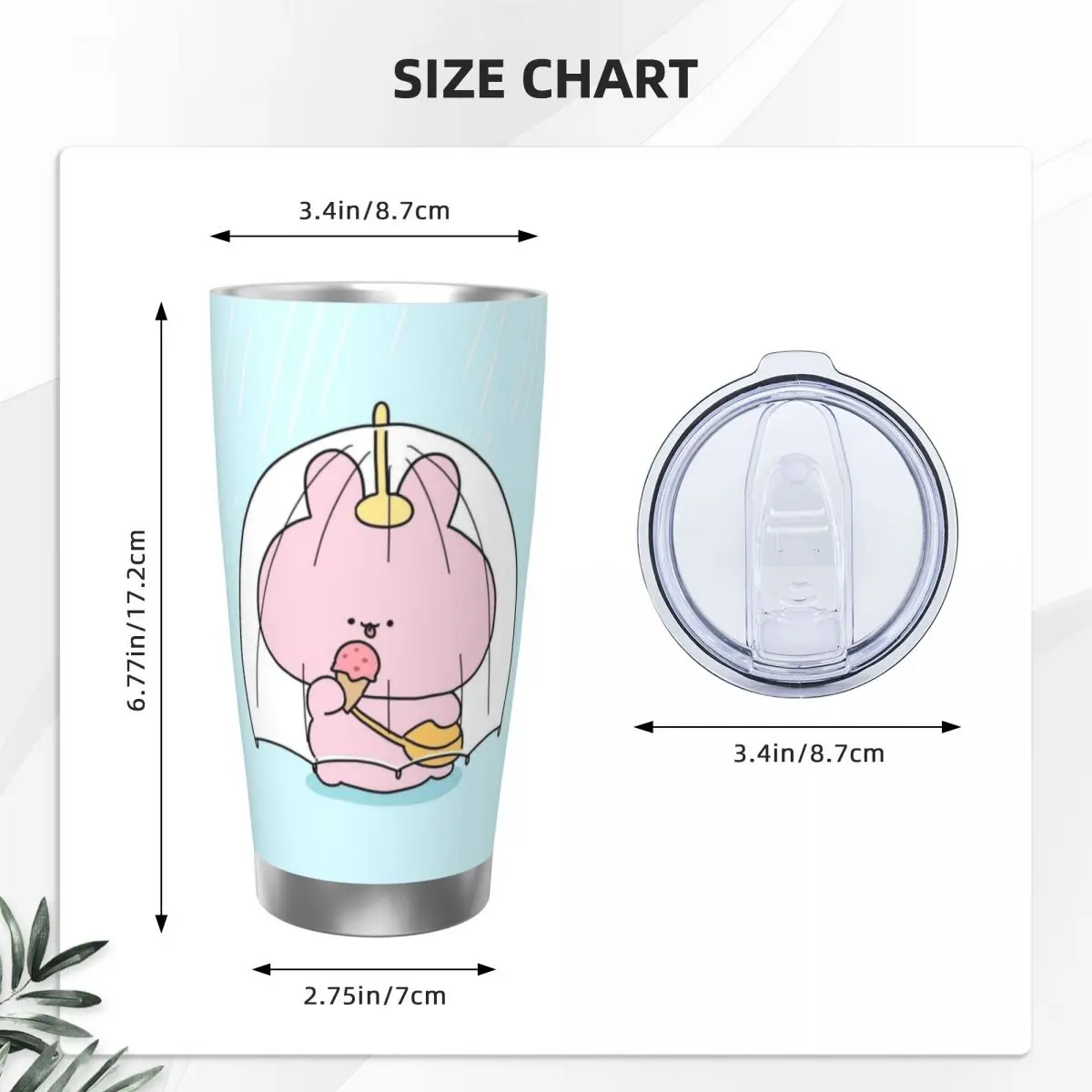 Asamimichaan Cute Asamimi 20oz Cup Large Capacity Car Mug Leak-proof Juice Coffee Food Grade