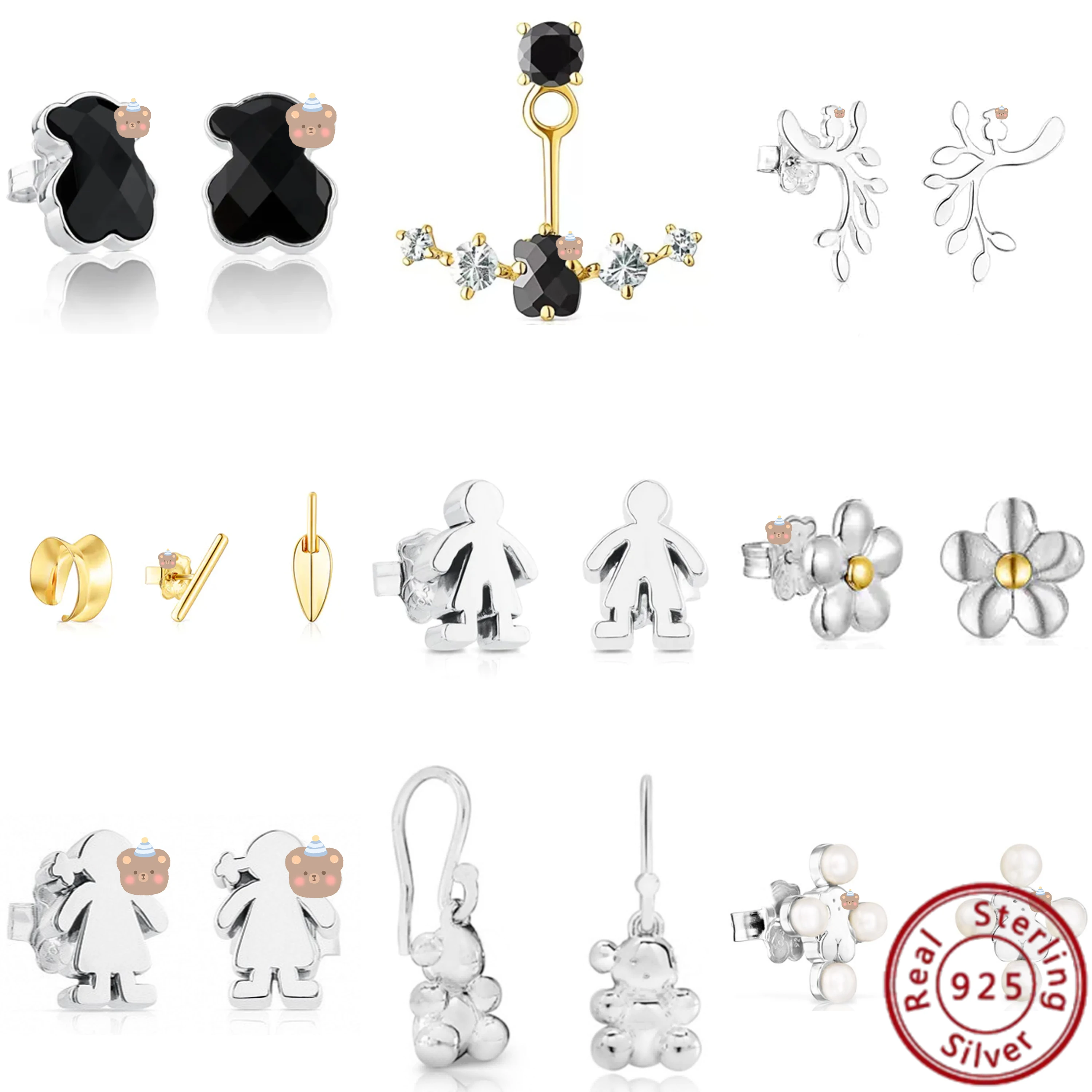 

Женские серьги-гвоздики из серебра 2023 пробы с испанским медведем