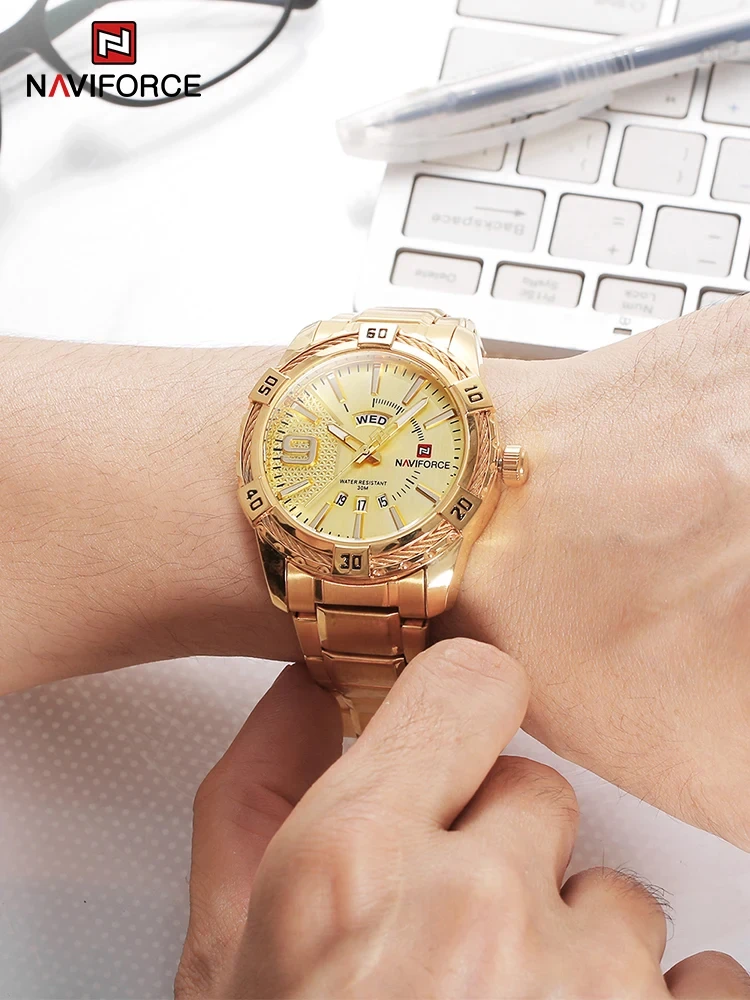 Часы наручные NAVIFORCE NF9117S Мужские кварцевые роскошные брендовые классические