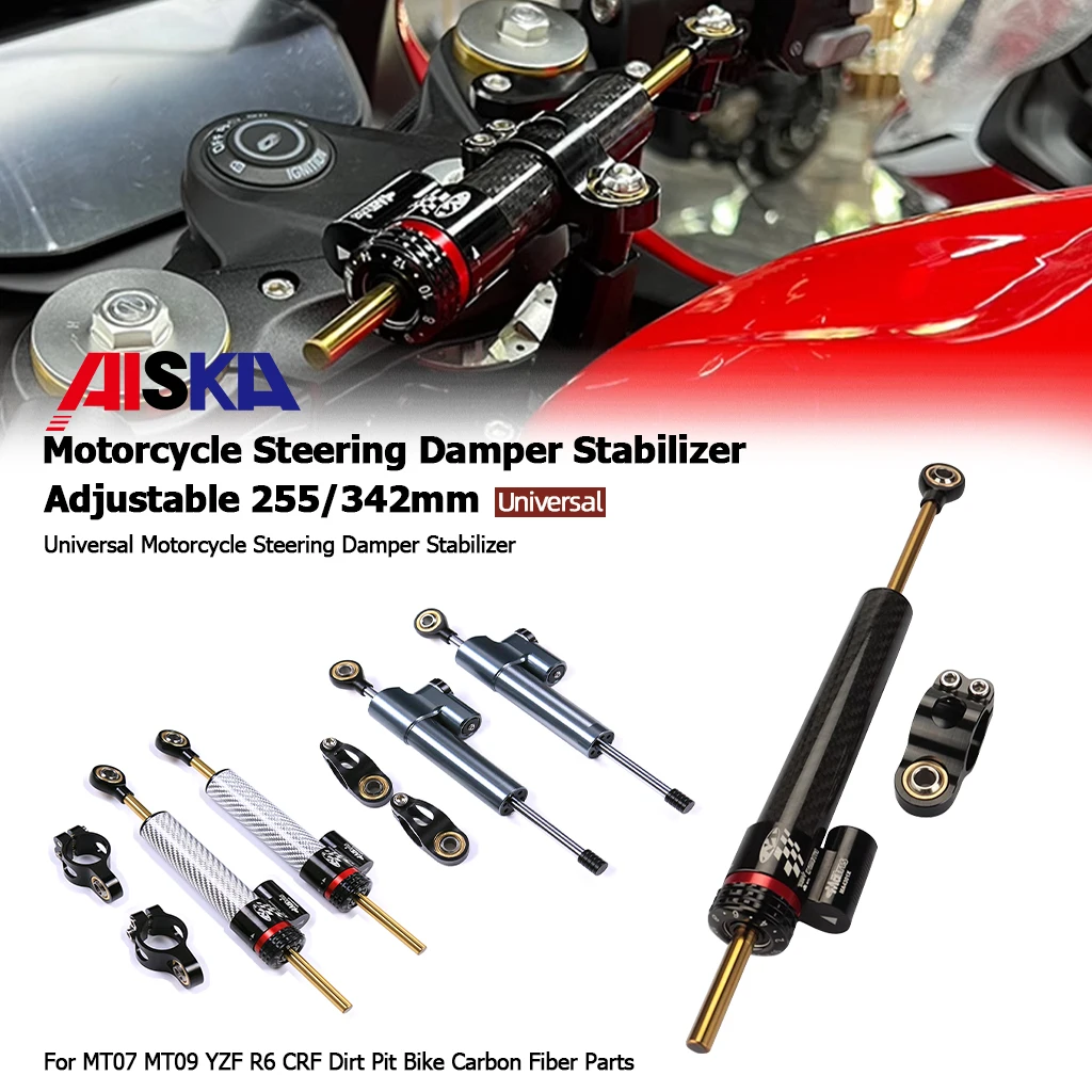 

255mm 342mm Universal Motorcycle Adjustable Steering Damper Stabilizer For YAMAHA MT10 MT07 MT09 ZX6R YZF R6 CBR650R CB1000R