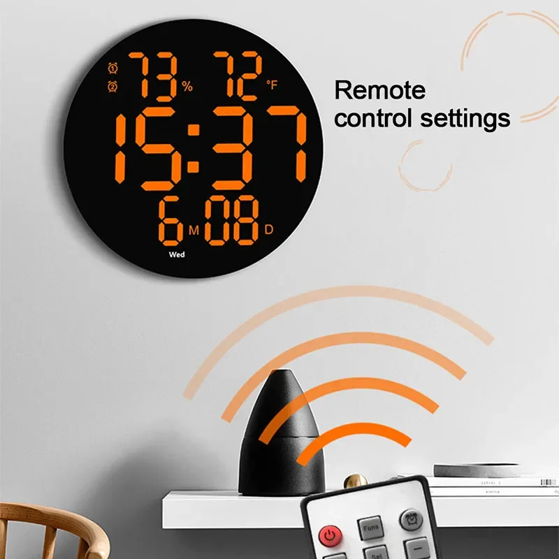 

10 Inch LED Wall Clock Led Large Clock Mute Digital Temperature And Humidity Electronic Clock Modern Living Room Decoration