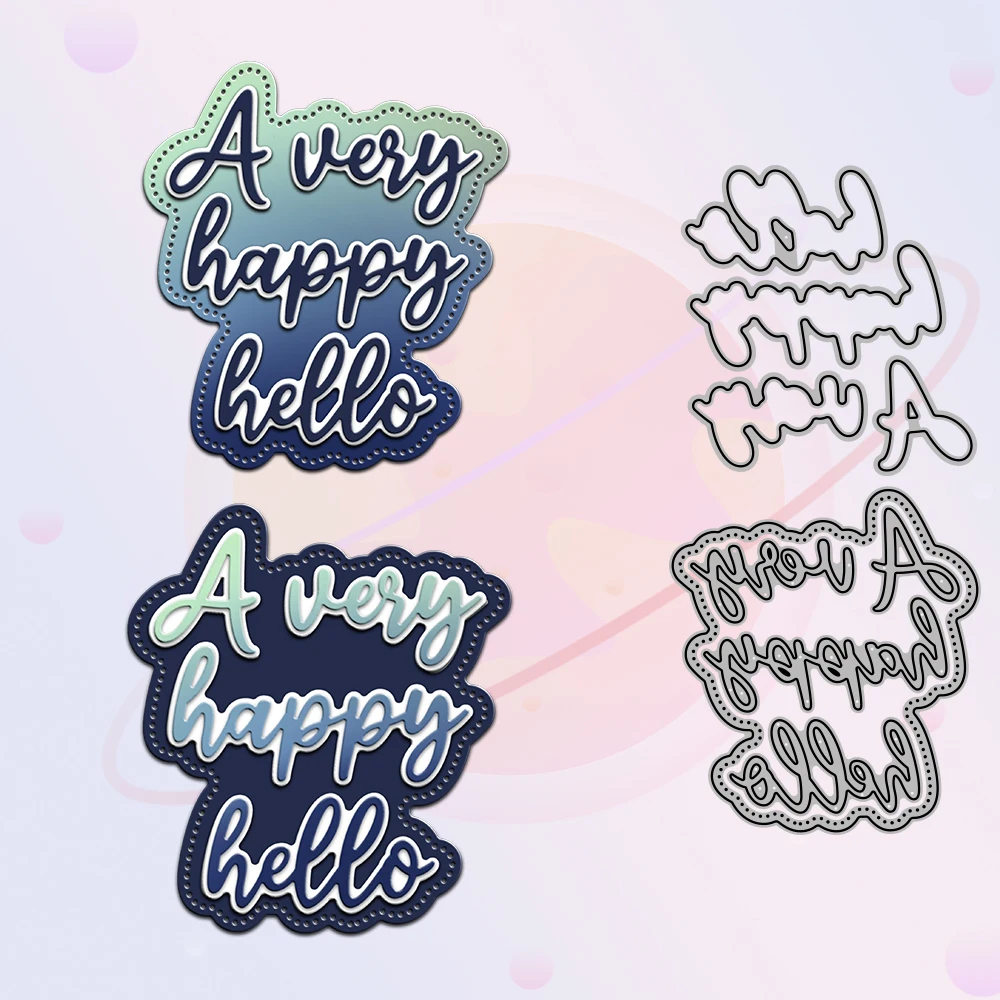 

A Very Happy Hello Metal Cutting Dies Universal Scrapbooking Embossed DIY Dies Cut For Handmade Cards Crafts Album Diary Decor