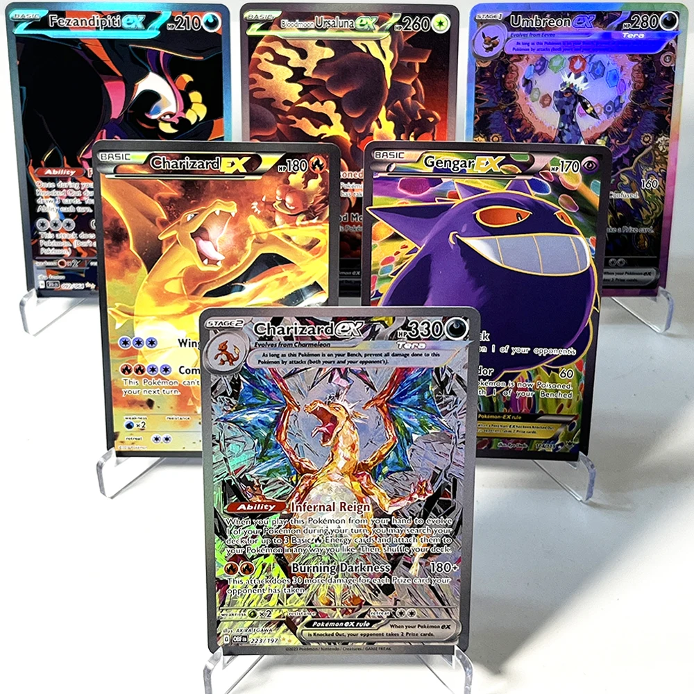 Фото Карты PKM EX Game Proxy: Голографические карты PTCG Altaria/Umbreon/Gengar/Fezandipiti/Dialga/Charizard/Celebi/Bloodmoon Ursaluna/EX №1