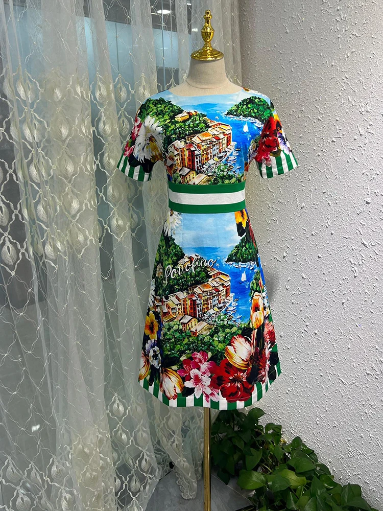 Платье Sicilian женское с круглым вырезом модное элегантное мини-платье коротким