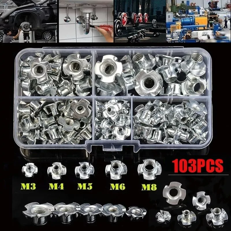 

103 шт. M3/M4/M5/M6/M8, четыре зубчатой когтя, гайка для динамика, шторка для деревянной мебели