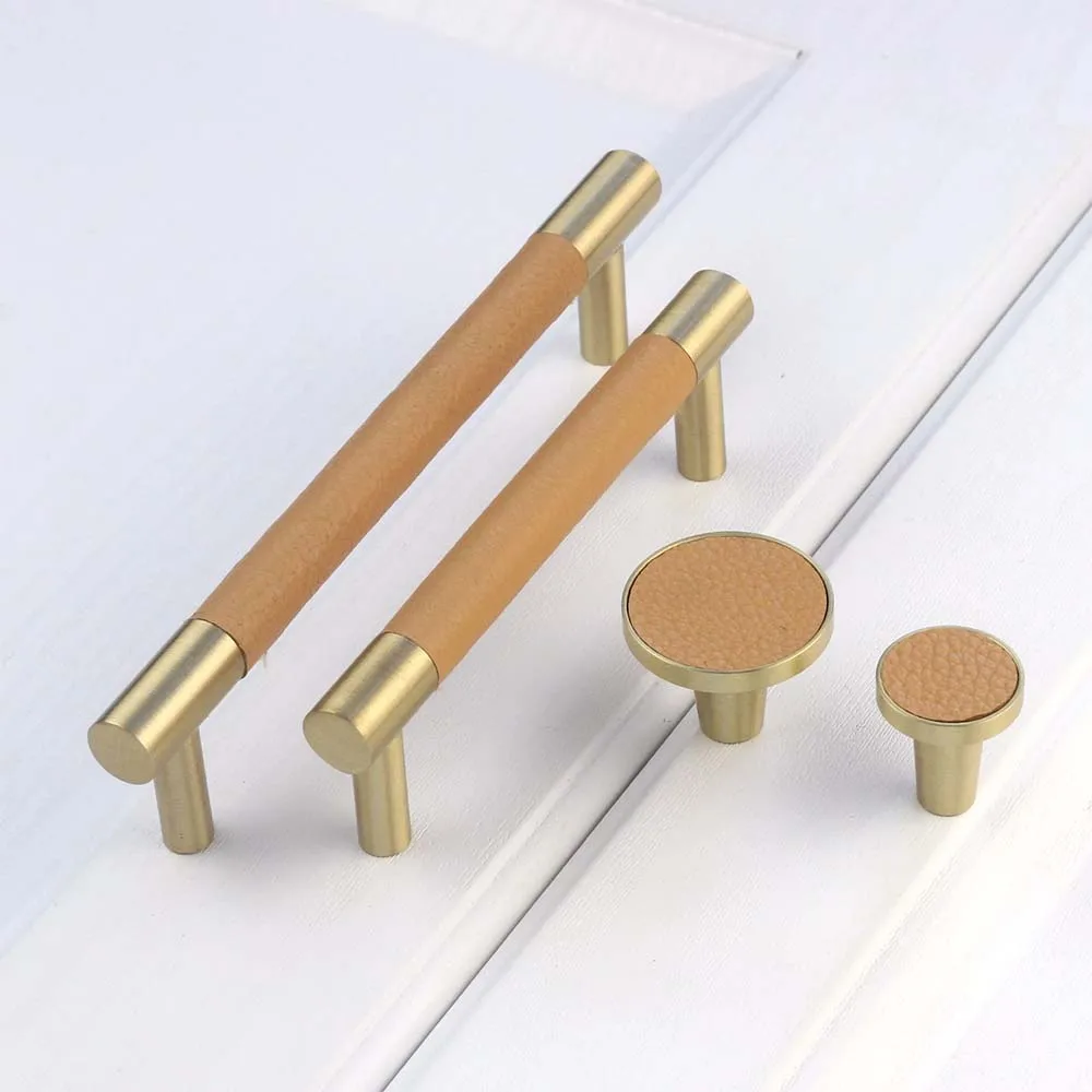 Т-образная круглая пластиковая кожаная дверная ручка для шкафа простая