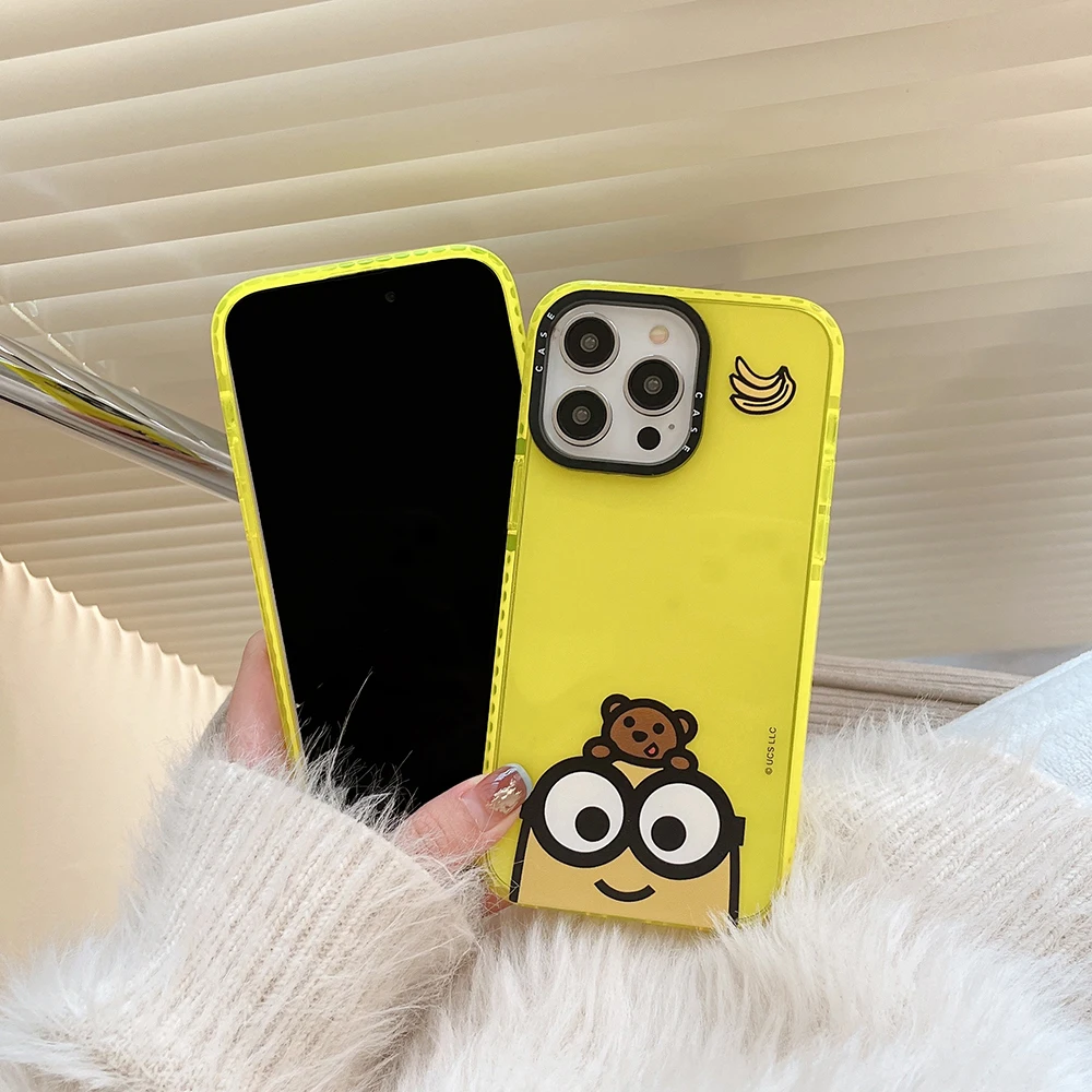 Милый мультяшный чехол для телефона с изображением миньона банана iPhone 14 13 12 11 Pro Max